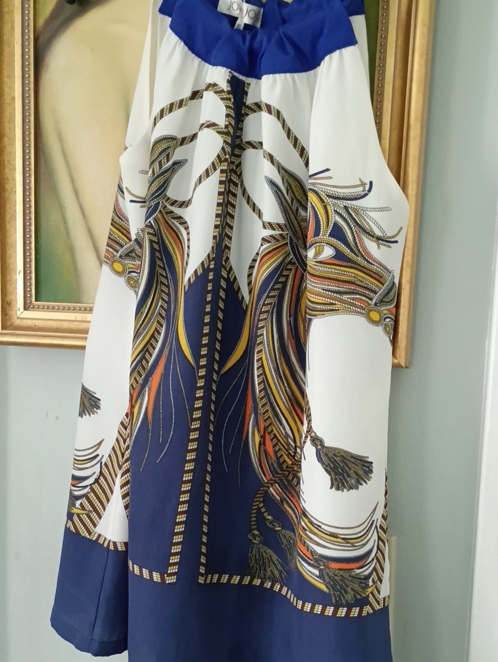 Elegant Blue & White Printed Top